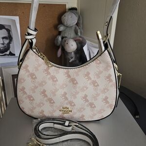 Coach Pink and Cream Shoulder Bag with Gold Accents